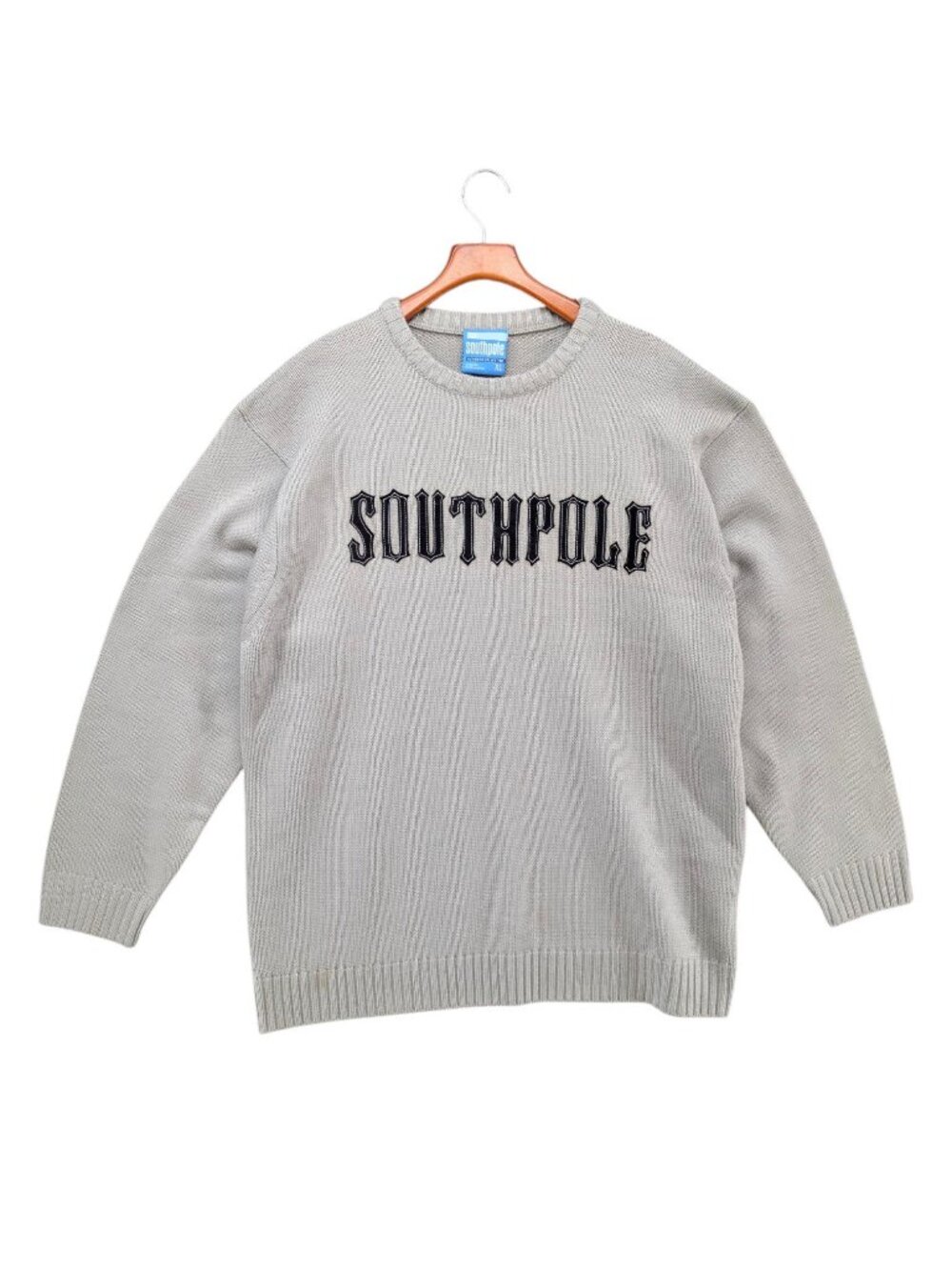 Southpole Y2K Heavyweight Sweater Mens Grey Knit Crew Neck Size XL